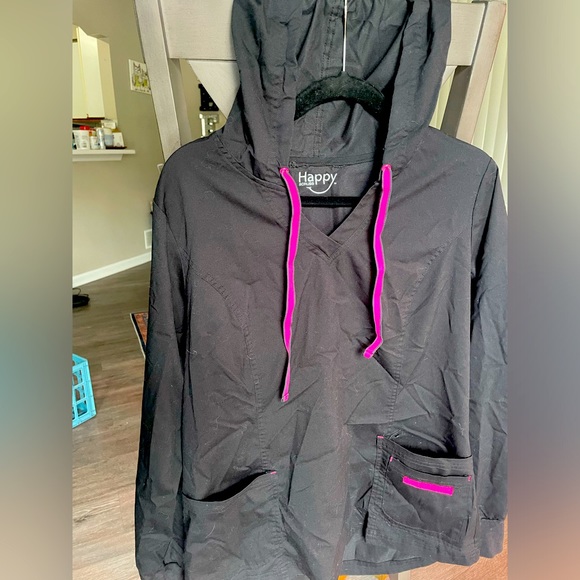 Happy Scrubs Long Sleeve with Hood Scrub Top - Picture 1 of 3